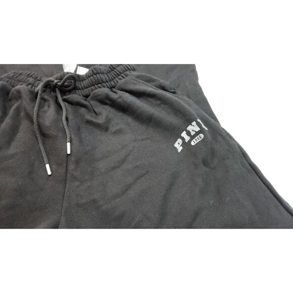 NWT Victoria's Secret Small Black Ivy Fleece Wide-Leg Split-Hem Sweatpants - Picture 4 of 11